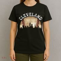 Cleveland Skyline City Vintage Baseball Lover T-Shirt thumb 4