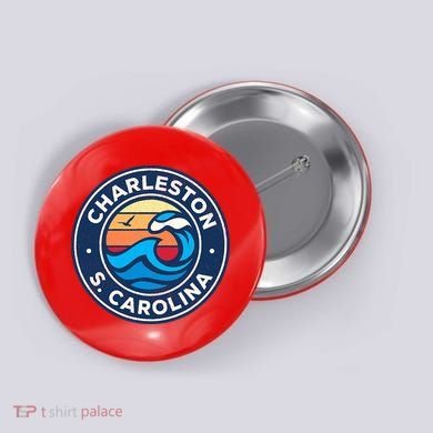 Charleston South Carolina Sc Vintage Nautical Waves Design Button
