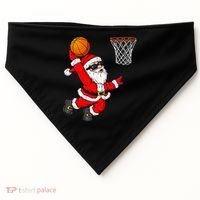 Christmas Santa Claus Dunking A Basketball Xmas USA-Made Doggie Bandana thumb 0