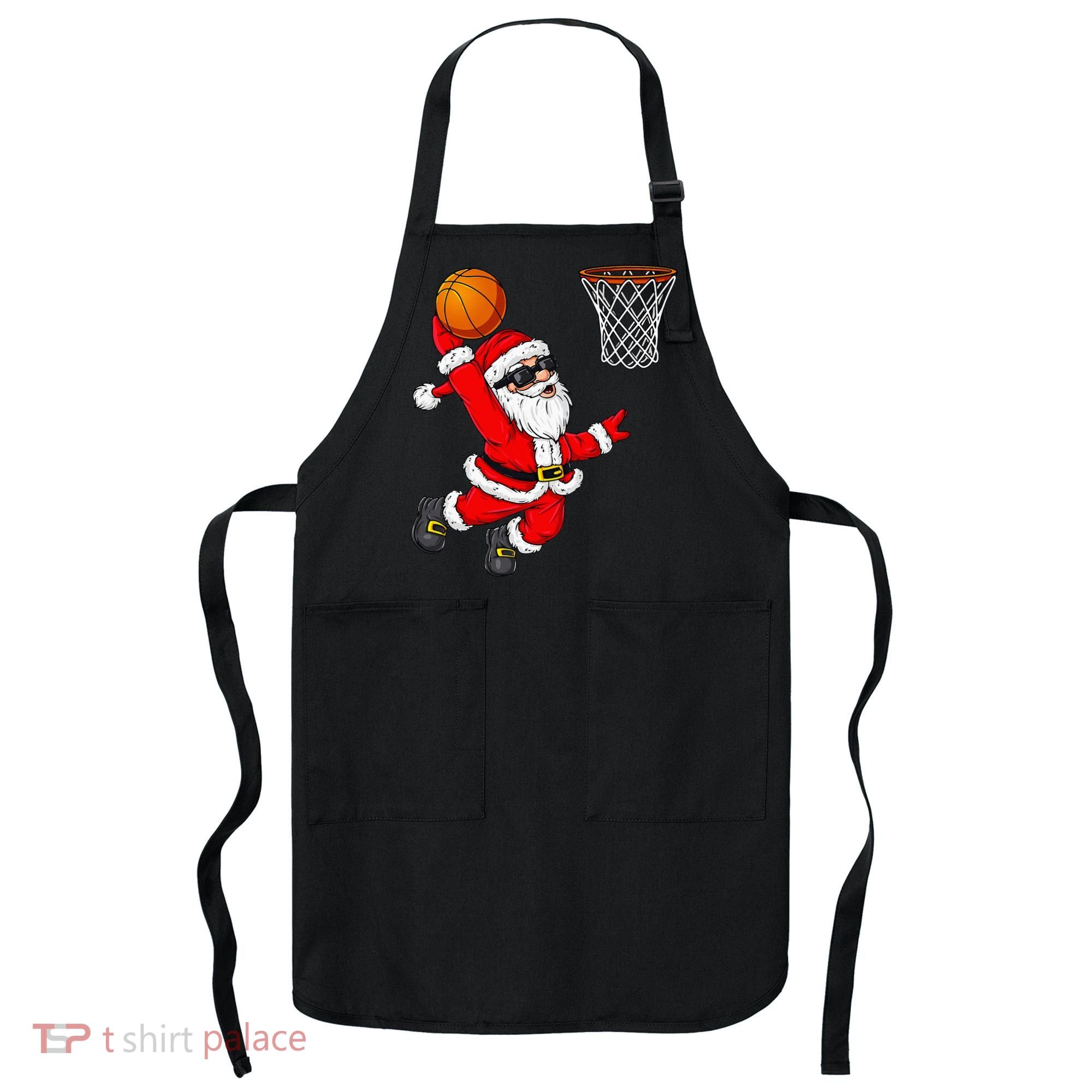 Christmas Santa Claus Dunking A Basketball Xmas Apron