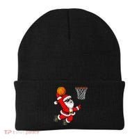 Christmas Santa Claus Dunking A Basketball Xmas Beanie thumb 0