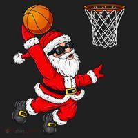 Christmas Santa Claus Dunking A Basketball Xmas Beanie thumb 2