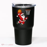 Christmas Santa Claus Dunking A Basketball Xmas Tumbler thumb 0