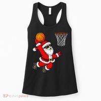 Christmas Santa Claus Dunking A Basketball Xmas Women's Tank Top thumb 0
