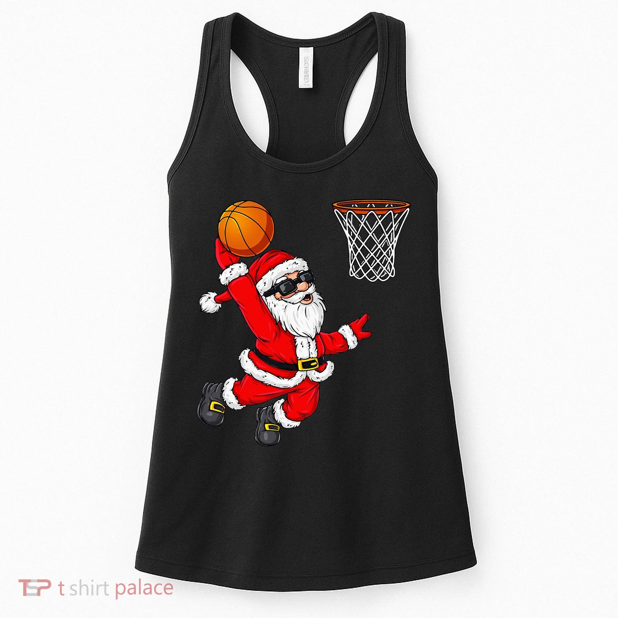 Christmas Santa Claus Dunking A Basketball Xmas Women's Tank Top