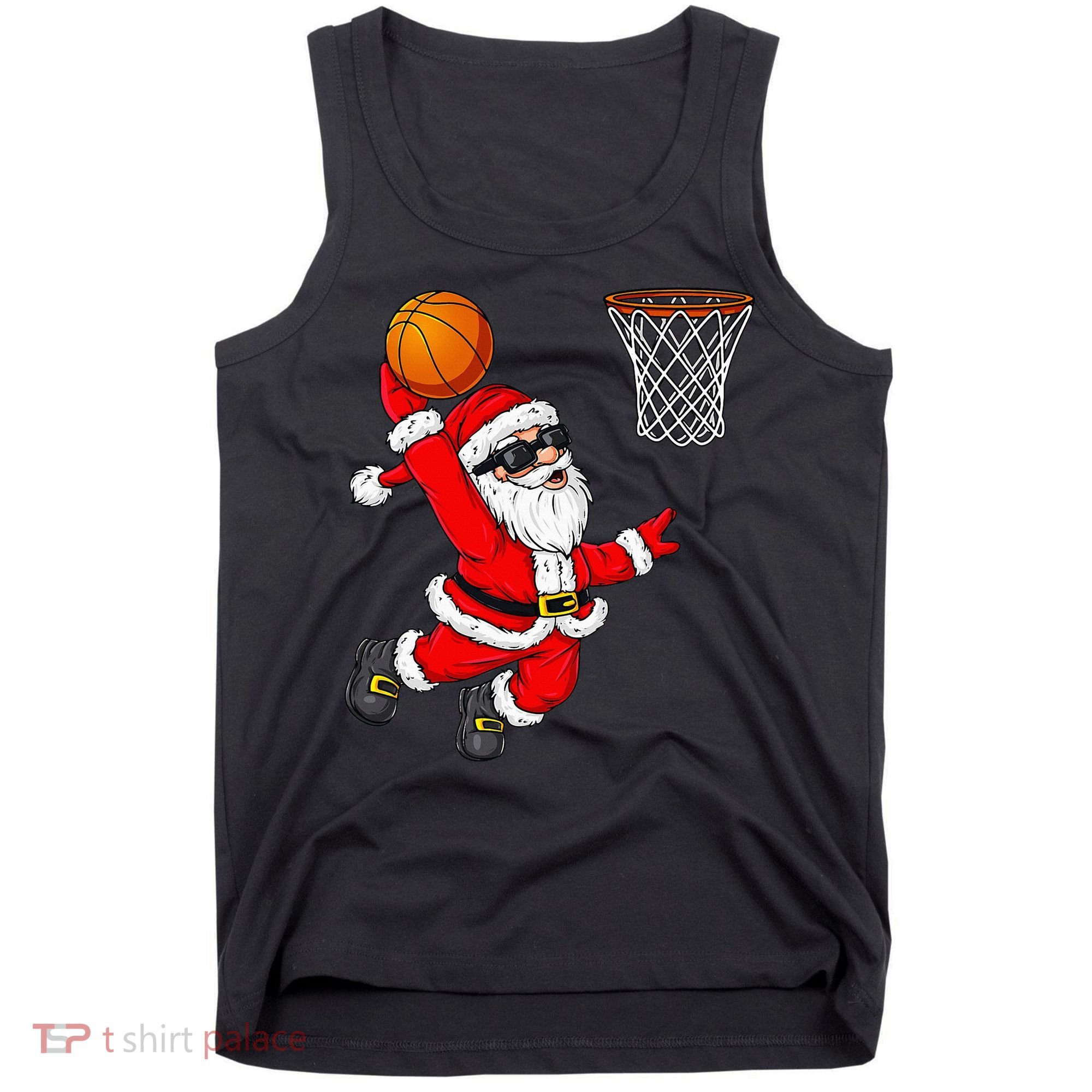 Christmas Santa Claus Dunking A Basketball Xmas Tank Top