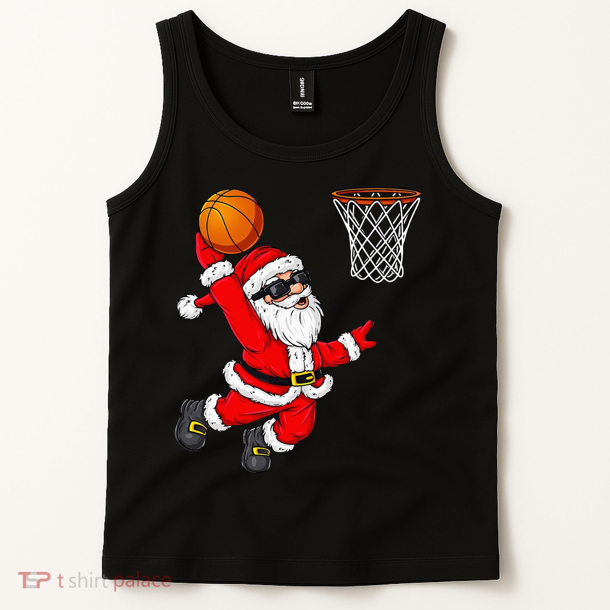 Christmas Santa Claus Dunking A Basketball Xmas Tank Top