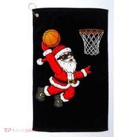 Christmas Santa Claus Dunking A Basketball Xmas Golf Towel thumb 0
