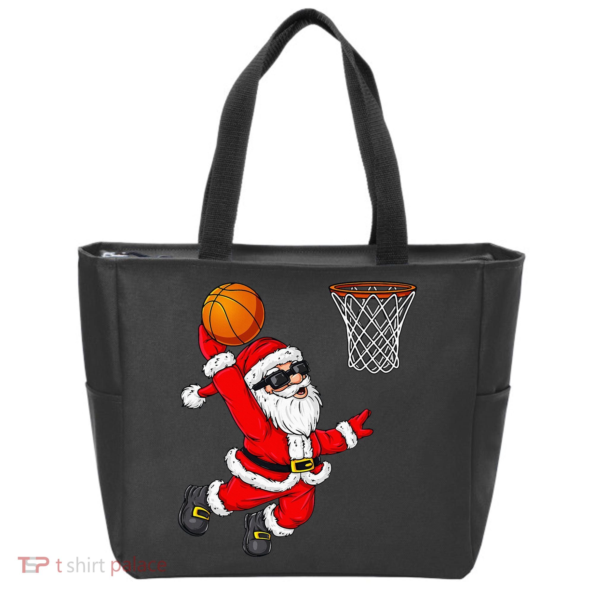 Christmas Santa Claus Dunking A Basketball Xmas Tote Bag