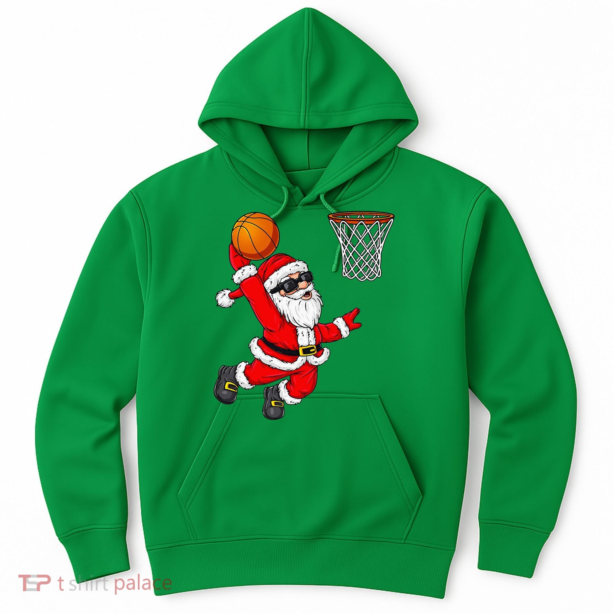 Christmas Santa Claus Dunking A Basketball Xmas Hoodie