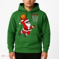 Christmas Santa Claus Dunking A Basketball Xmas Hoodie thumb 2