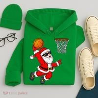 Christmas Santa Claus Dunking A Basketball Xmas Hoodie thumb 4