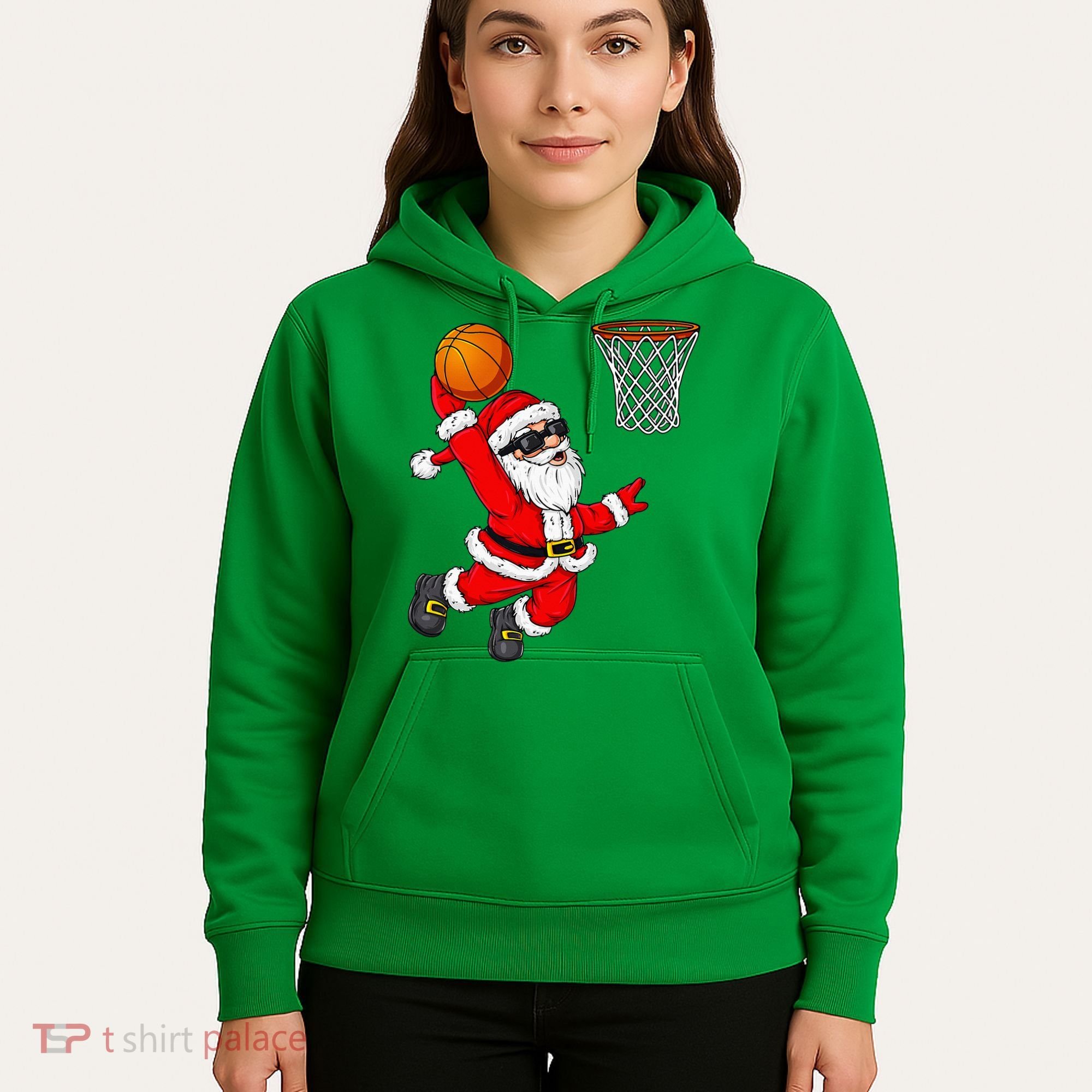 Christmas Santa Claus Dunking A Basketball Xmas Hoodie