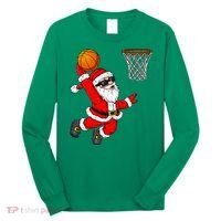 Christmas Santa Claus Dunking A Basketball Xmas Long Sleeve Shirt thumb 0