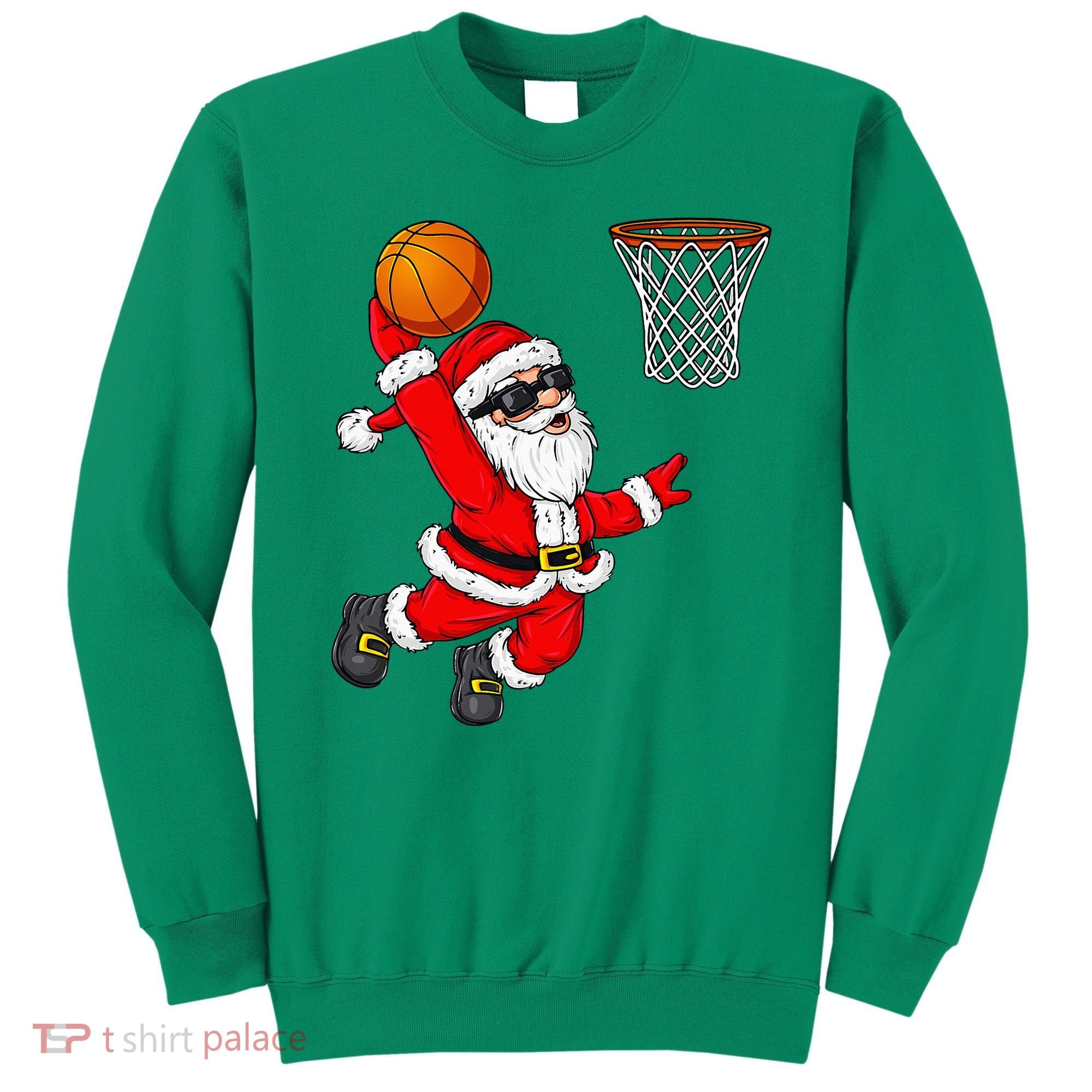 Christmas Santa Claus Dunking A Basketball Xmas Sweatshirt