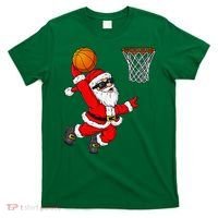 Christmas Santa Claus Dunking A Basketball Xmas T-Shirt thumb 0