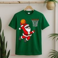 Christmas Santa Claus Dunking A Basketball Xmas T-Shirt thumb 2