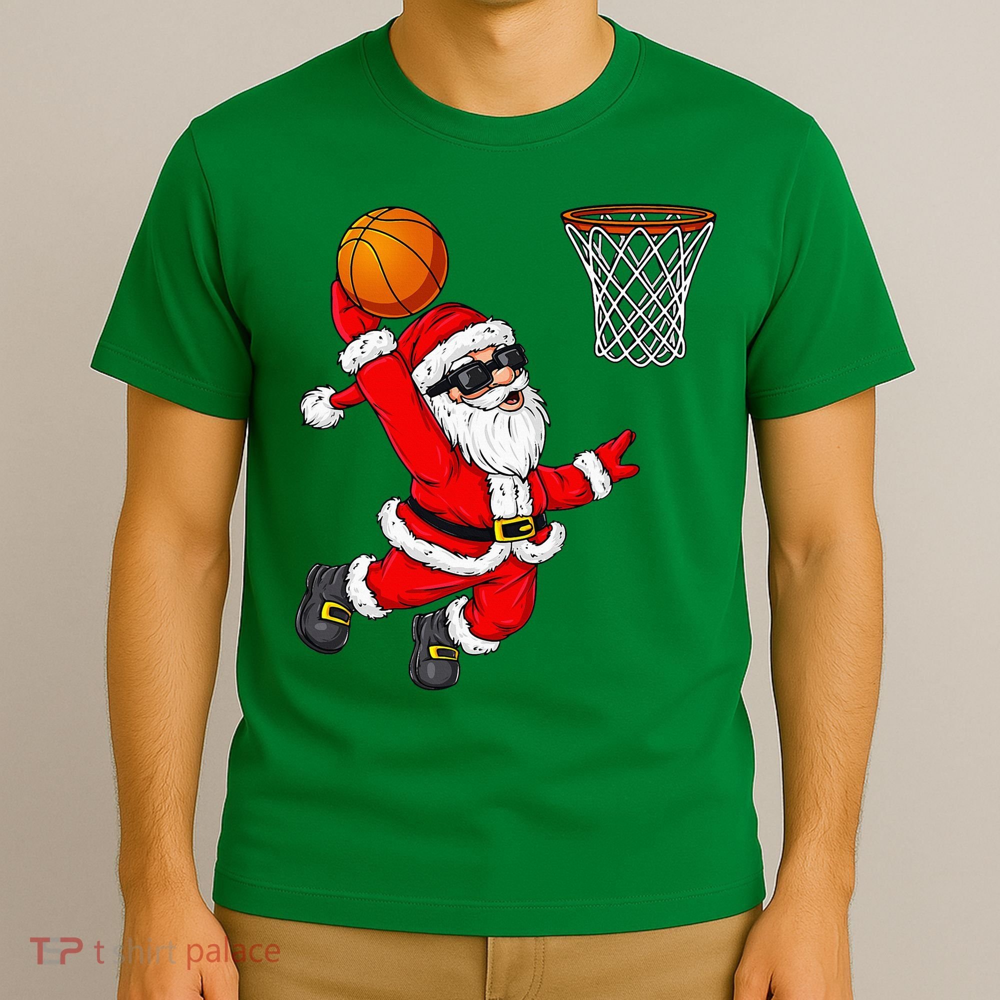 Christmas Santa Claus Dunking A Basketball Xmas T-Shirt
