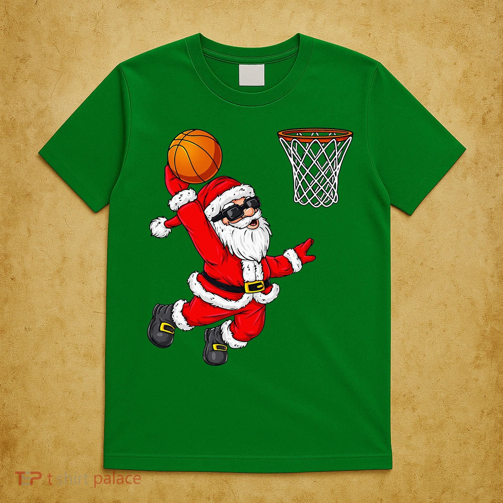 Christmas Santa Claus Dunking A Basketball Xmas T-Shirt