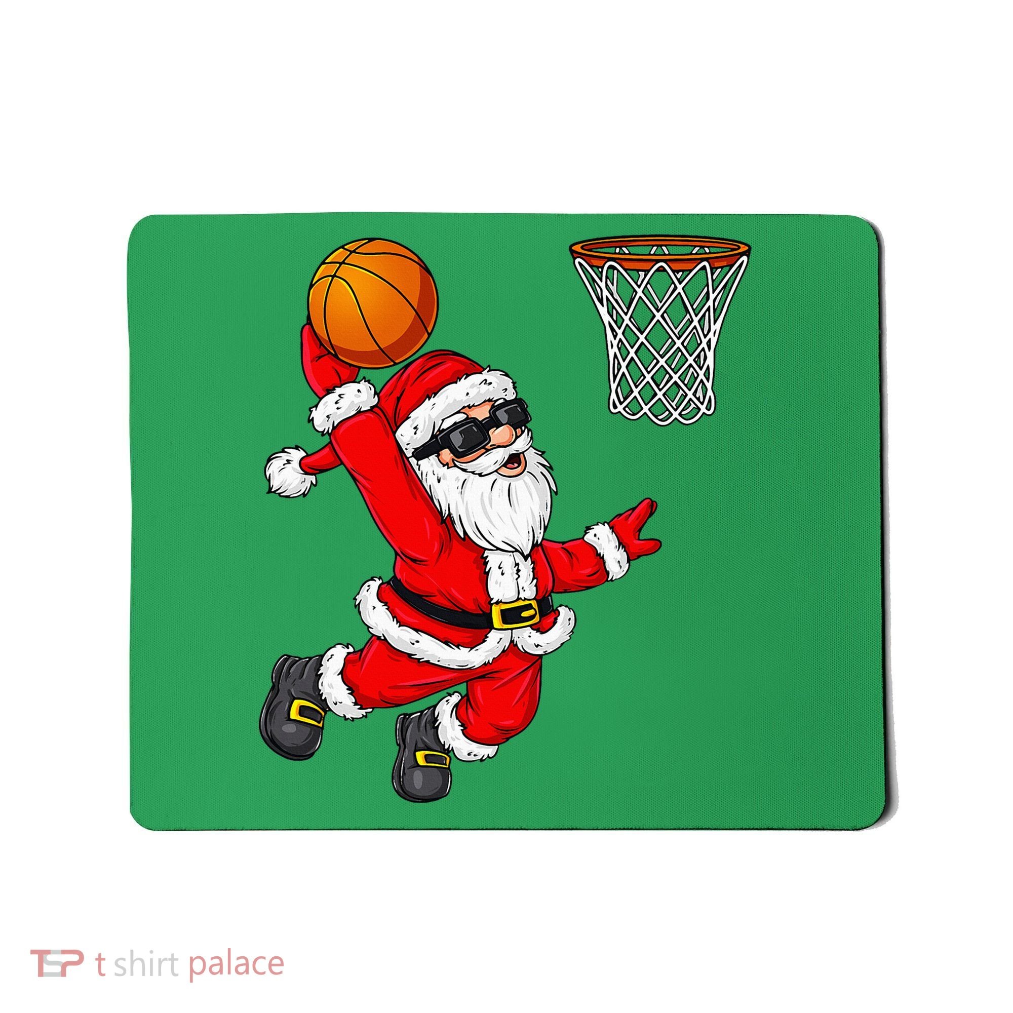 Christmas Santa Claus Dunking A Basketball Xmas Mousepad
