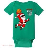Christmas Santa Claus Dunking A Basketball Xmas Baby Bodysuit thumb 0