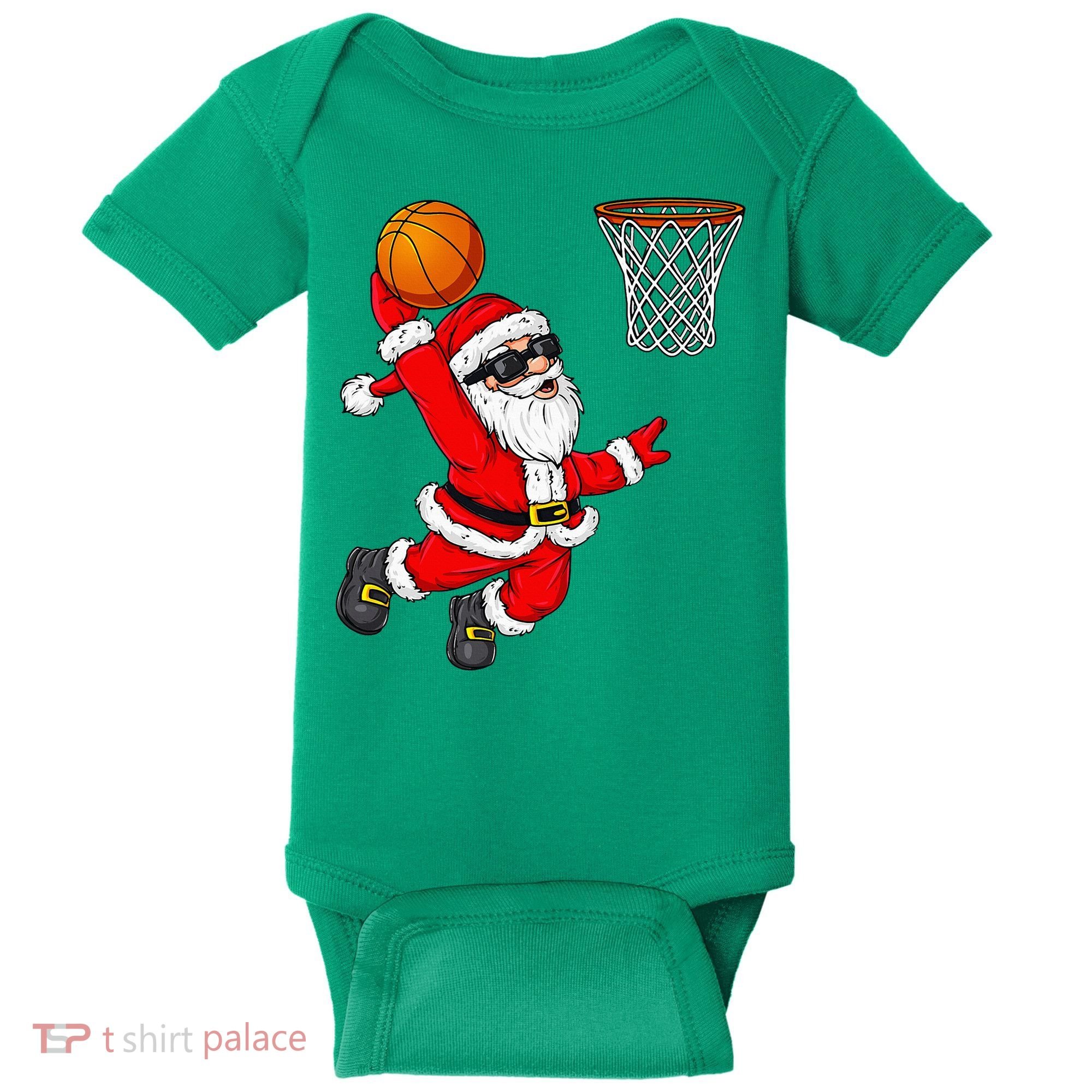 Christmas Santa Claus Dunking A Basketball Xmas Baby Bodysuit
