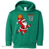 Christmas Santa Claus Dunking A Basketball Xmas Toddler Hoodie thumb 0