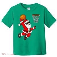 Christmas Santa Claus Dunking A Basketball Xmas Toddler T-Shirt thumb 0