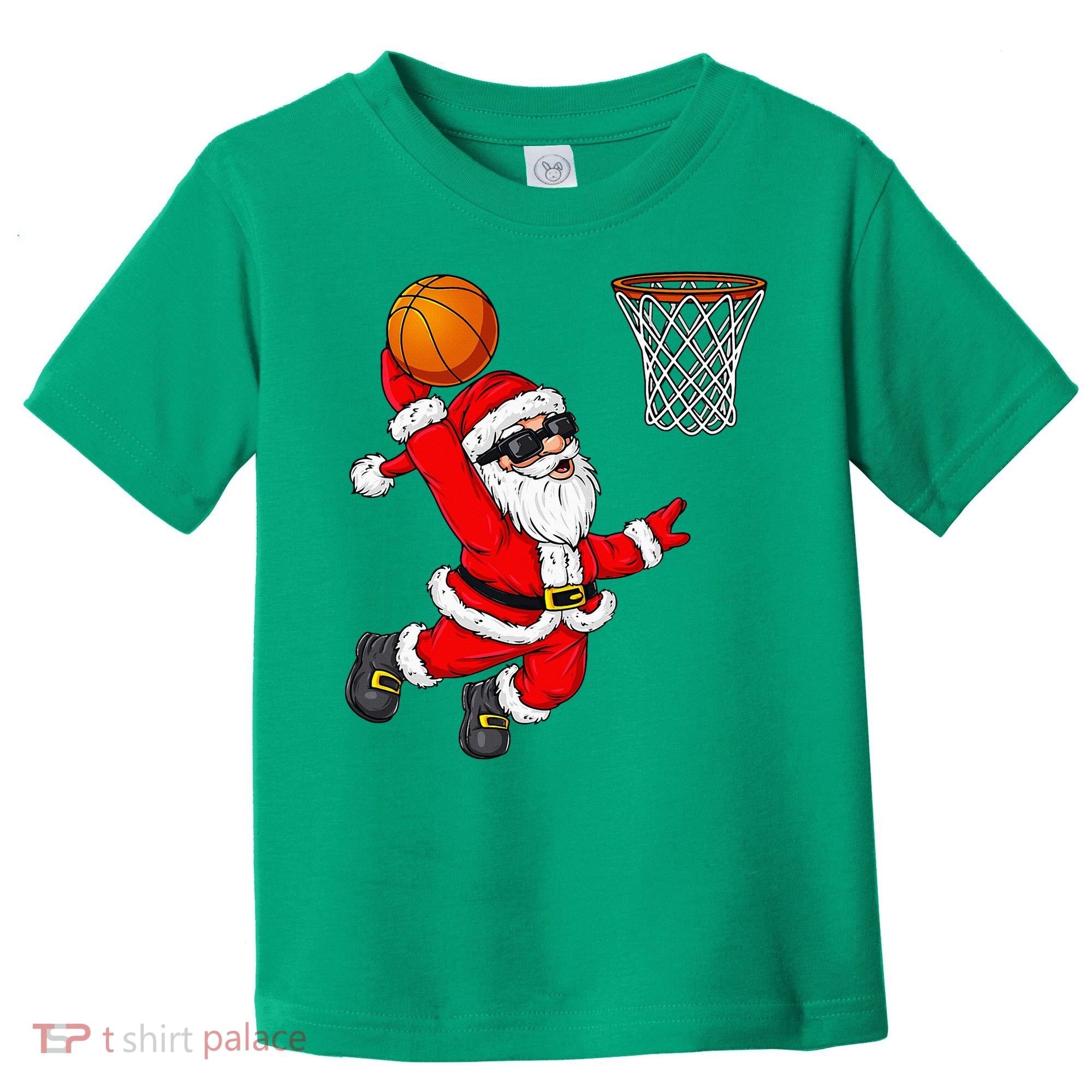Christmas Santa Claus Dunking A Basketball Xmas Toddler T-Shirt