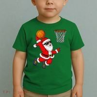 Christmas Santa Claus Dunking A Basketball Xmas Toddler T-Shirt thumb 2