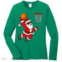 Christmas Santa Claus Dunking A Basketball Xmas Women's Long Sleeve Shirt thumb 0