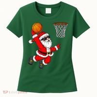 Christmas Santa Claus Dunking A Basketball Xmas Women's T-Shirt thumb 0