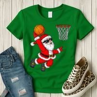 Christmas Santa Claus Dunking A Basketball Xmas Women's T-Shirt thumb 3