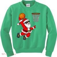 Christmas Santa Claus Dunking A Basketball Xmas Kids Sweatshirt thumb 0