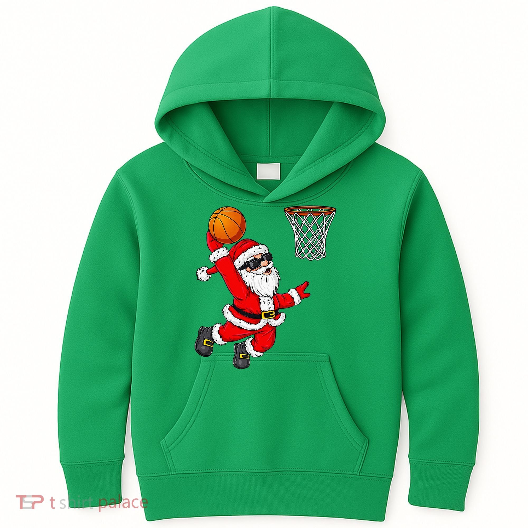 Christmas Santa Claus Dunking A Basketball Xmas Kids Hoodie