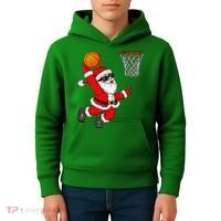 Christmas Santa Claus Dunking A Basketball Xmas Kids Hoodie thumb 4
