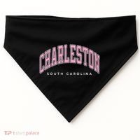 Charleston South Carolina Sc Varsity Style Text Gift USA-Made Doggie Bandana thumb 0