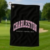 Charleston South Carolina Sc Varsity Style Text Gift Golf Towel thumb 1