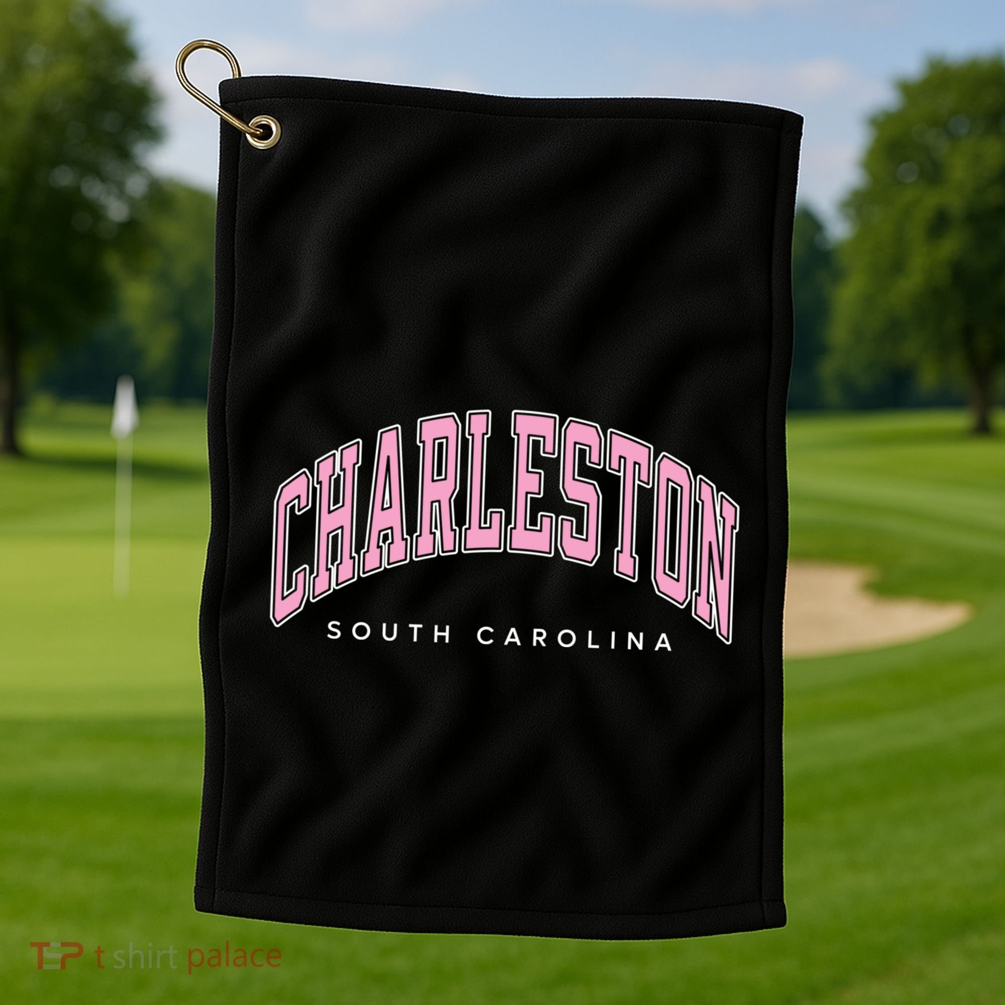 Charleston South Carolina Sc Varsity Style Text Gift Golf Towel