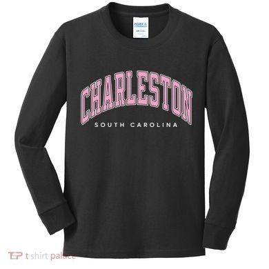 Charleston South Carolina Sc Varsity Style Text Gift Kids Long Sleeve Shirt