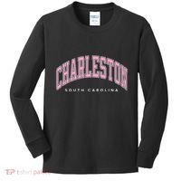 Charleston South Carolina Sc Varsity Style Text Gift Kids Long Sleeve Shirt thumb 0