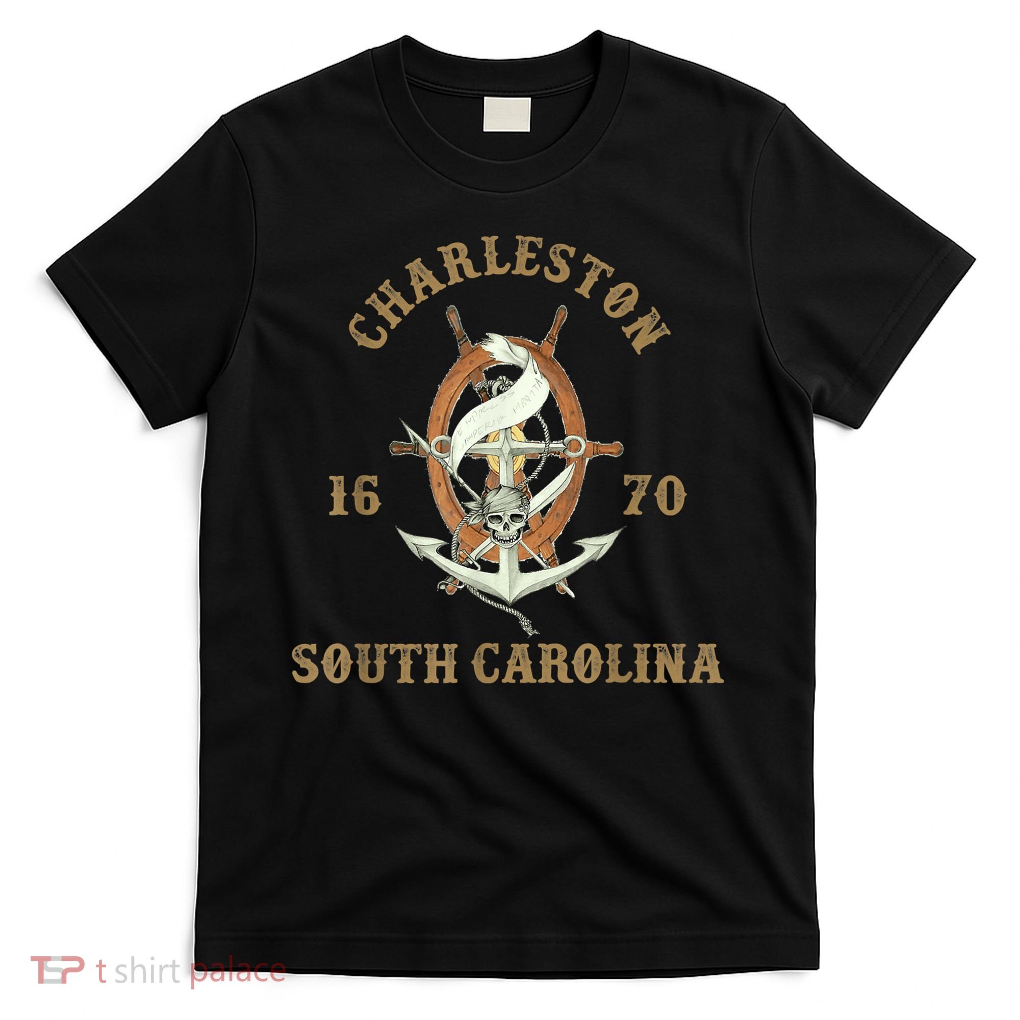 Charleston South Carolina Sc Vintage Nautical Waves T-Shirt