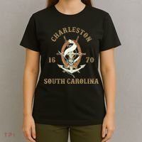 Charleston South Carolina Sc Vintage Nautical Waves T-Shirt thumb 4