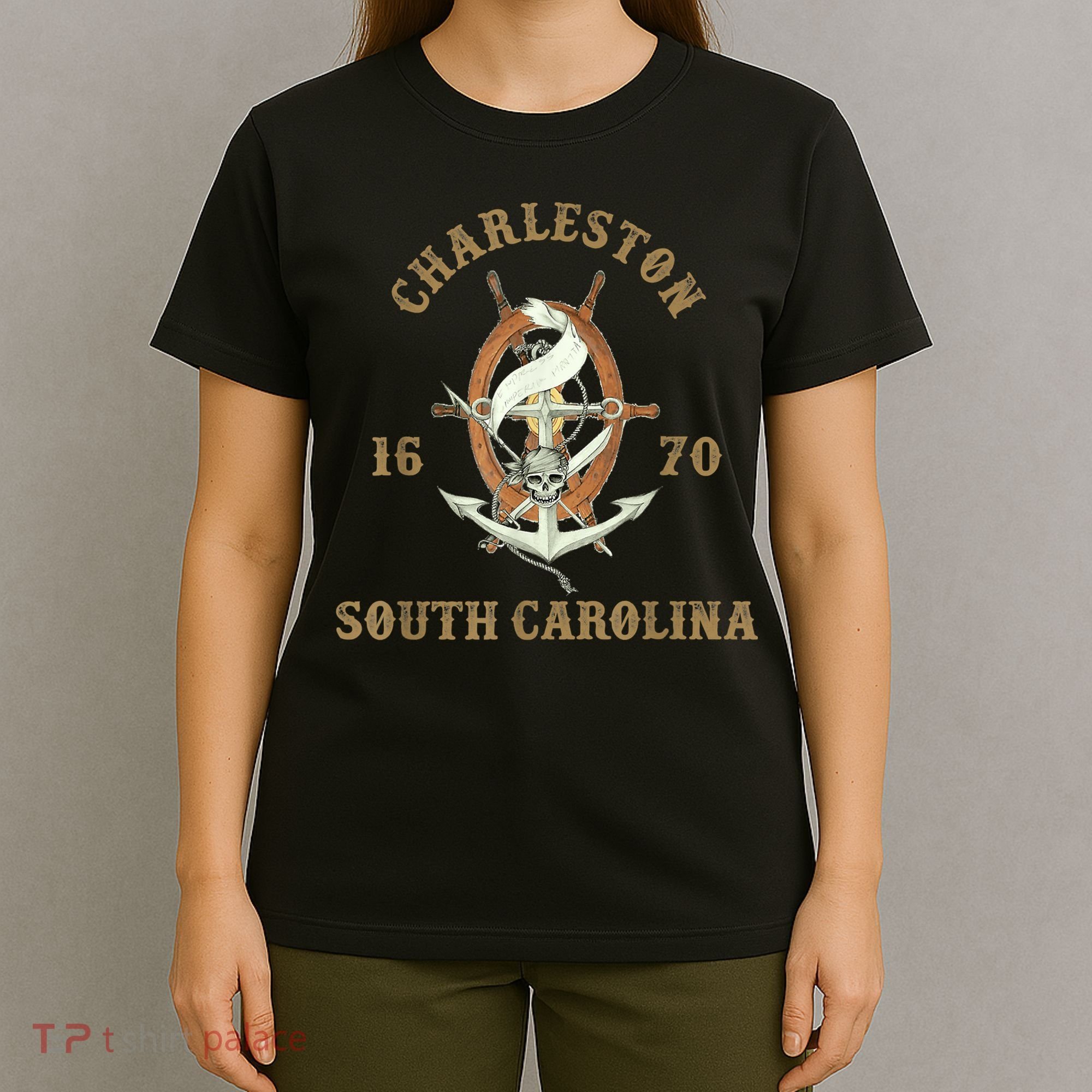 Charleston South Carolina Sc Vintage Nautical Waves T-Shirt