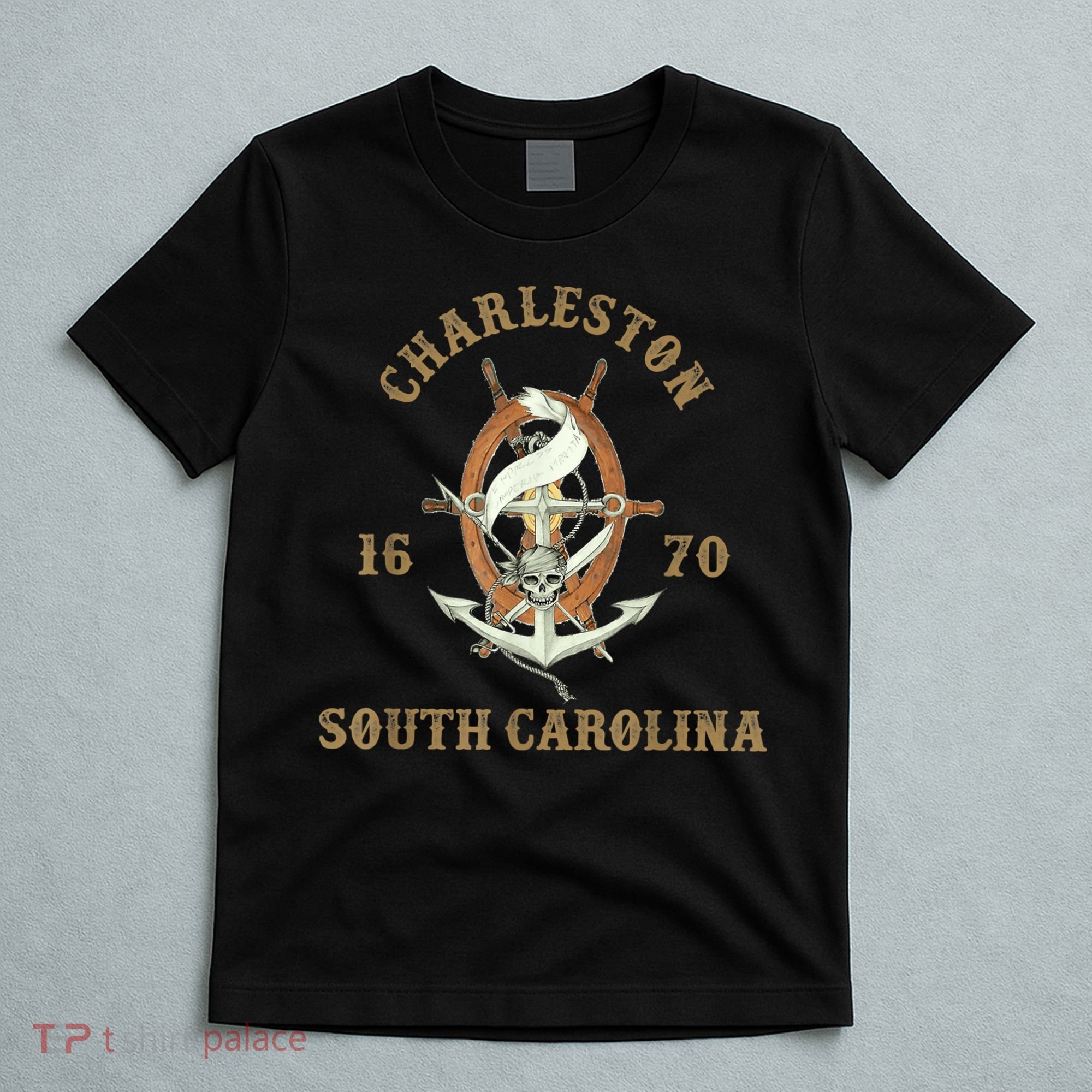 Charleston South Carolina Sc Vintage Nautical Waves T-Shirt