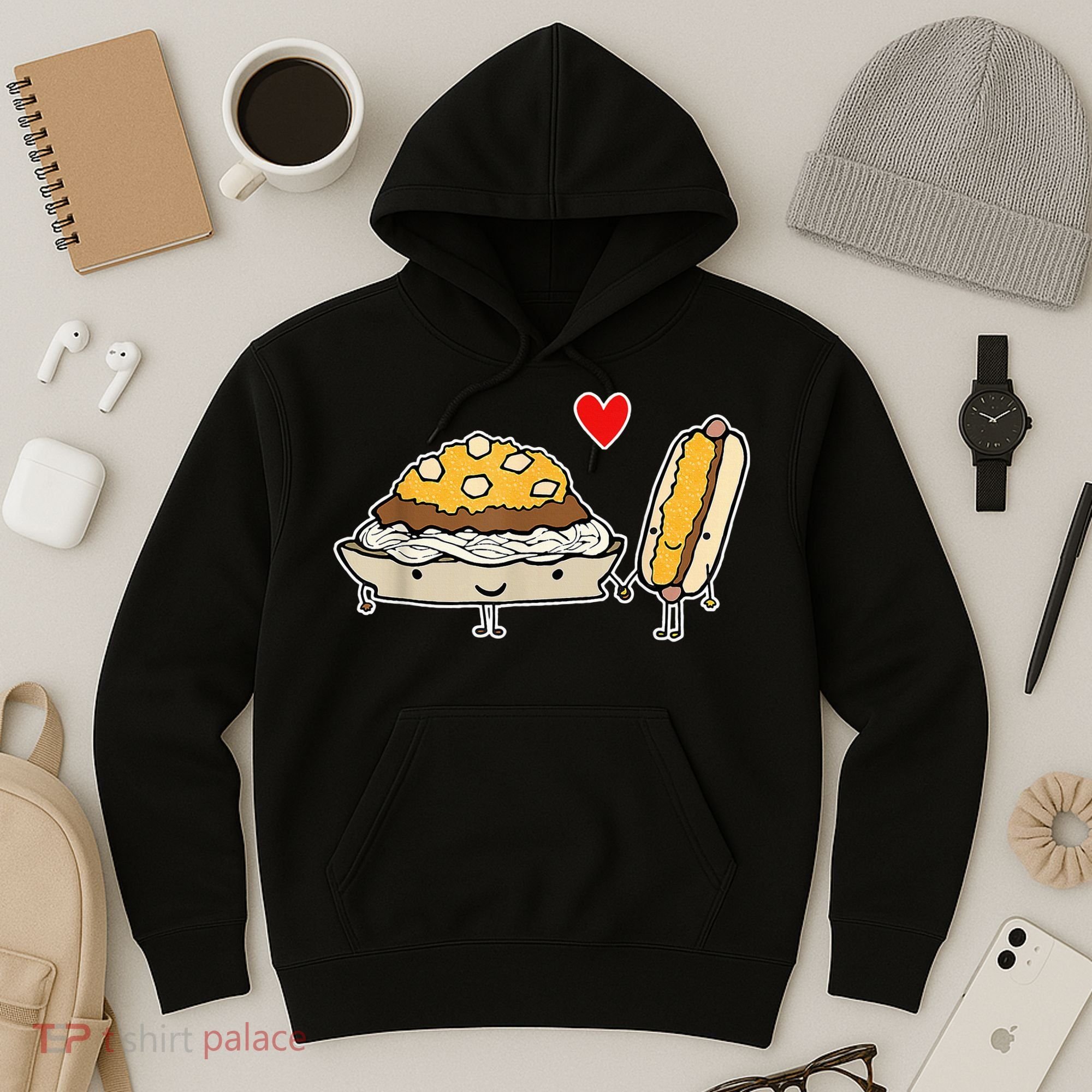 Cincinnati Style Chili 3 Way And Cheese Coney Hoodie