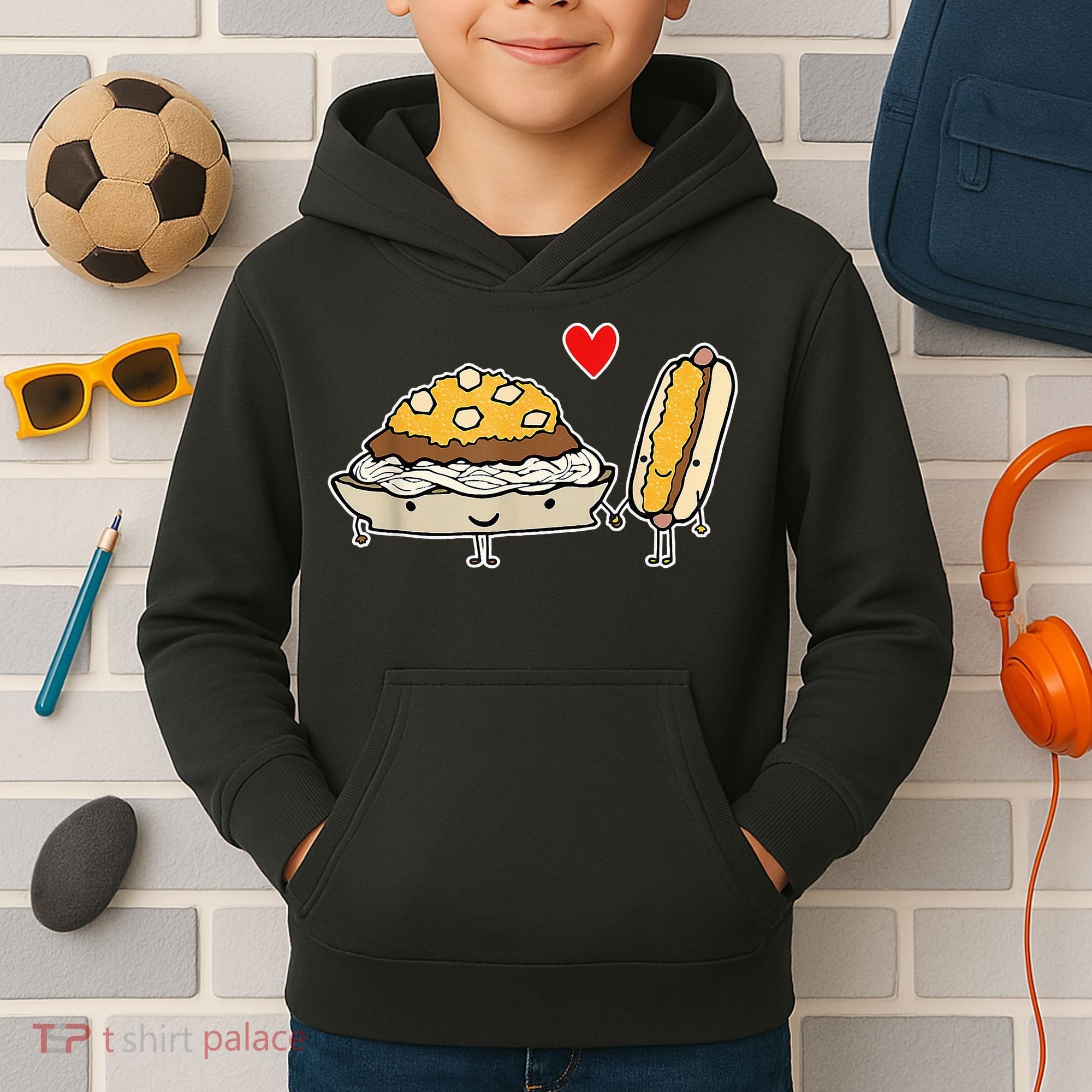 Cincinnati Style Chili 3 Way And Cheese Coney Kids Hoodie