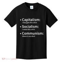 Capitalism Socialism Communism Libertarian Economics Freedom Kids T-Shirt thumb 0