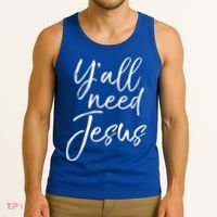 Cute Southern Christian Saying Funny Quote Y'all Need Jesus Gift Tank Top thumb 3