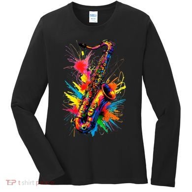 Colorful Saxophone Women's Long Sleeve Shirt